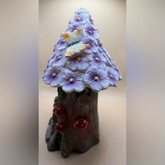 Whimsical Fairy House with Purple Floral Roof - Picture 3 of 7